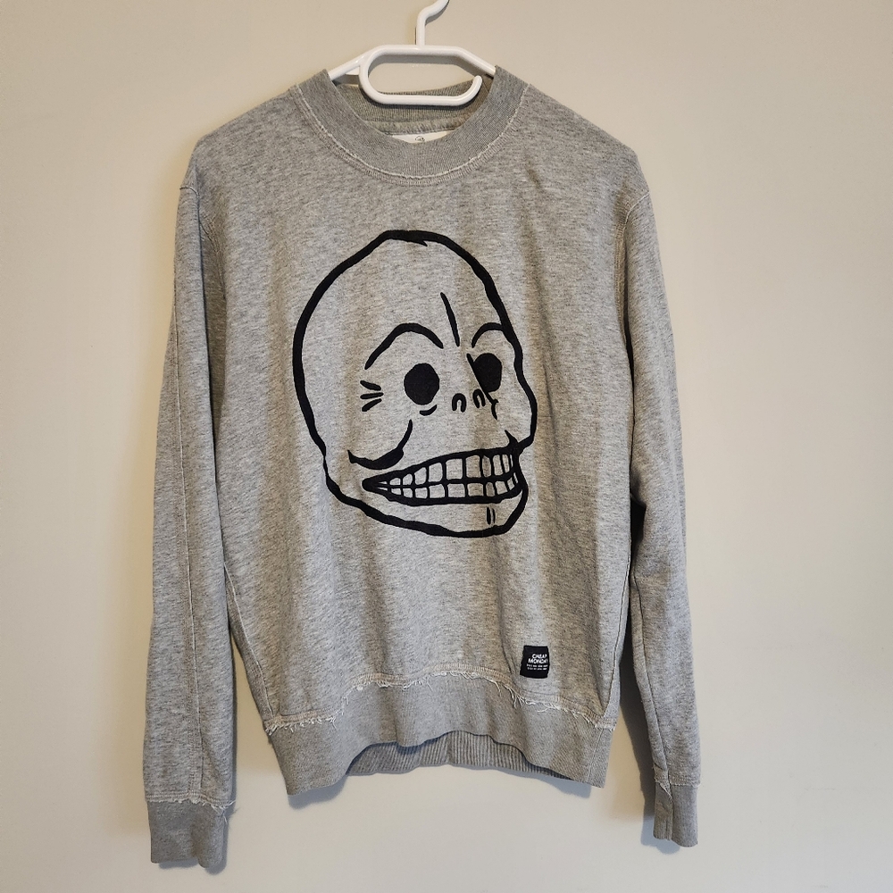 Cheap Monday Gray Crewneck Skull Sweater